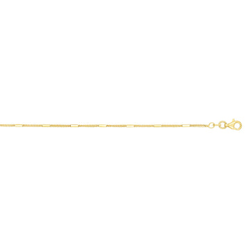 14K Yellow Gold 1.3mm Polished Bar Station Saturn 20 Chain with Lobster Lock